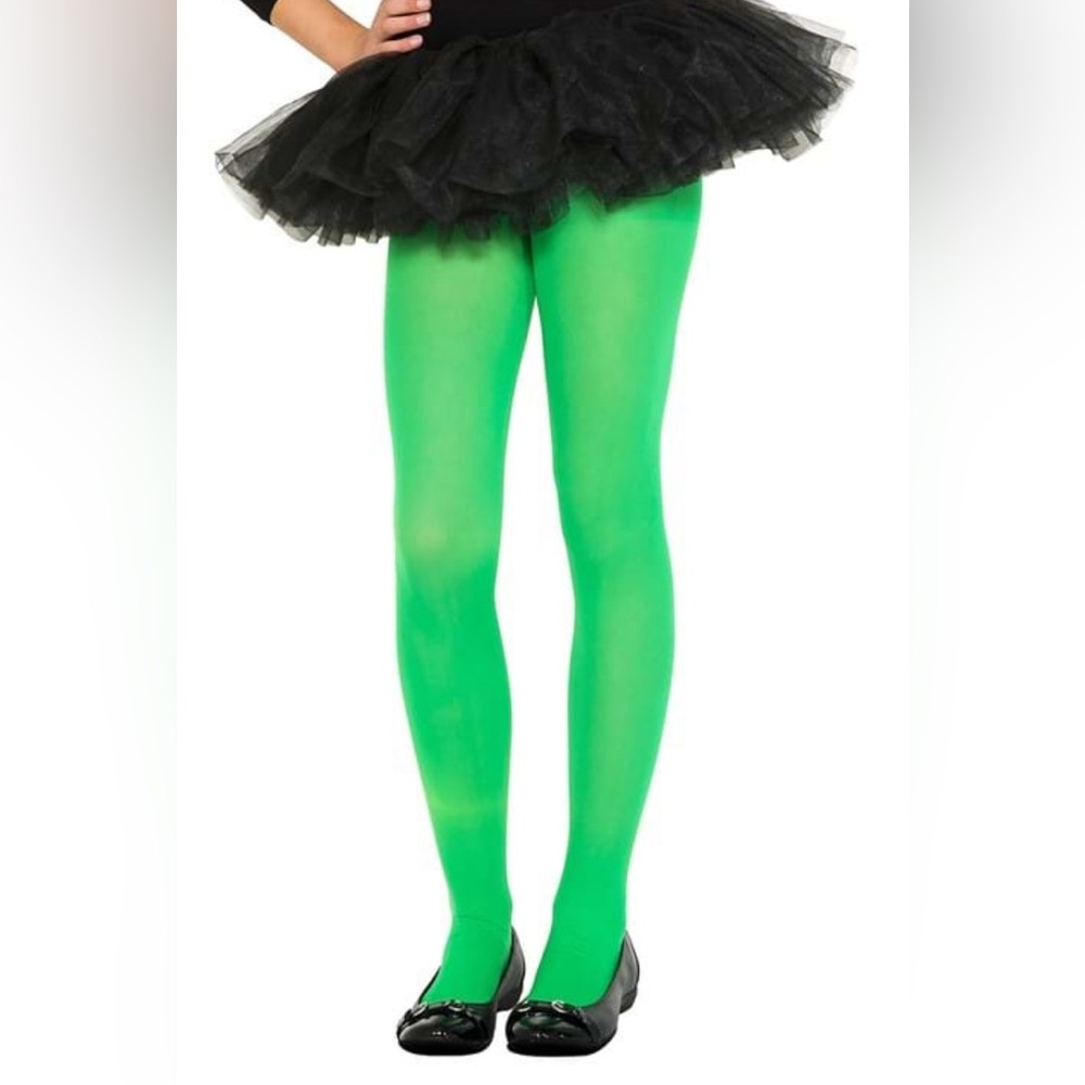 NWT [Music Legs] Kelly Green Opaque Tights Footed Nylons Kids/Girls M Ages 4-7